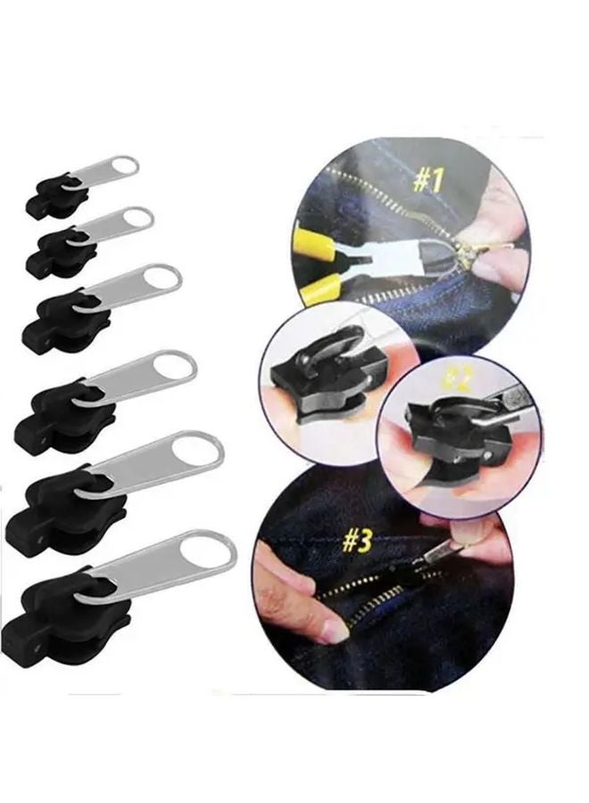 Universal Zipper Repair Kit 6pcs Black 2 Large 2 Medium 2 Small Replacement Parts - Image 5
